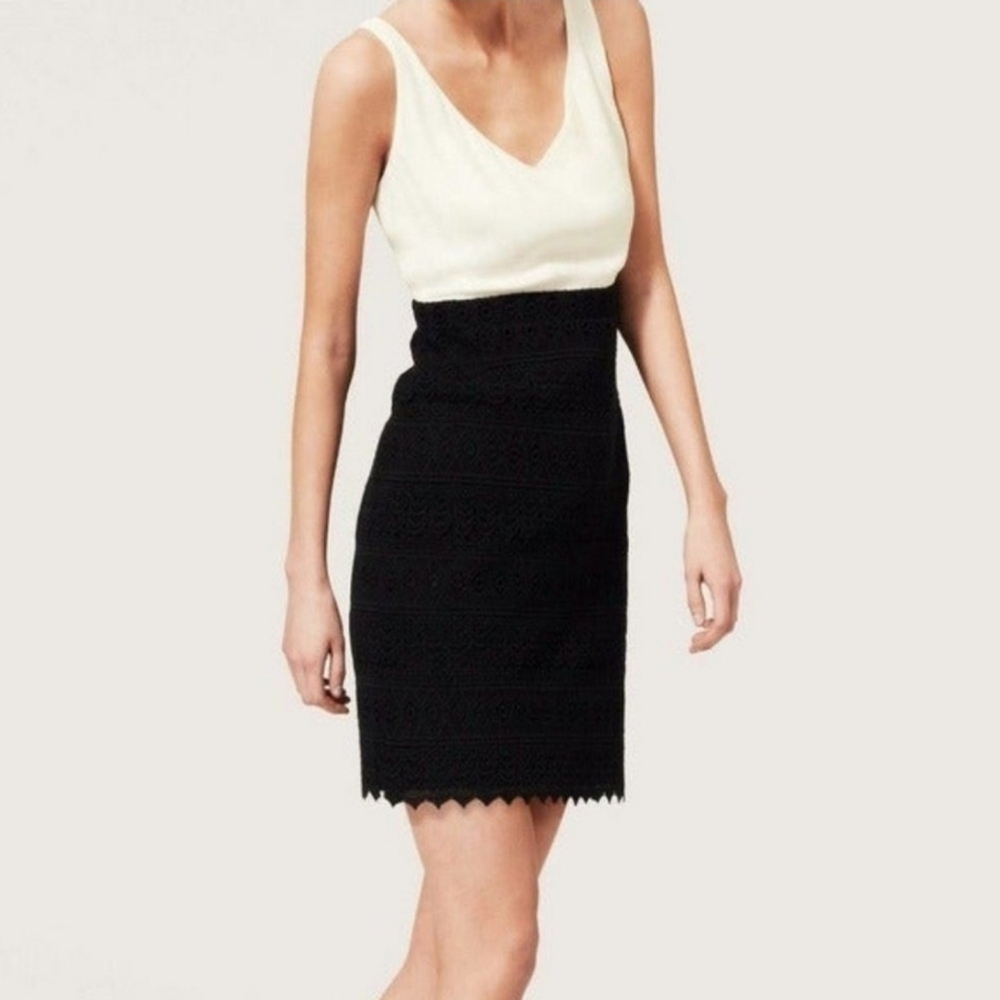 Loft black and cream lace dress size 4